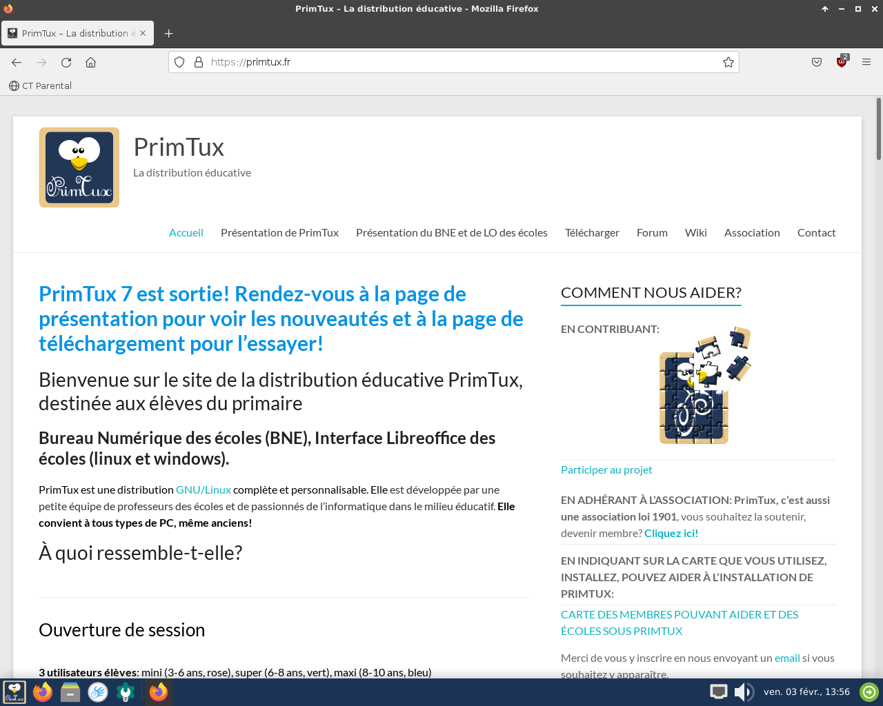 Firefox ouvert sous Primtux